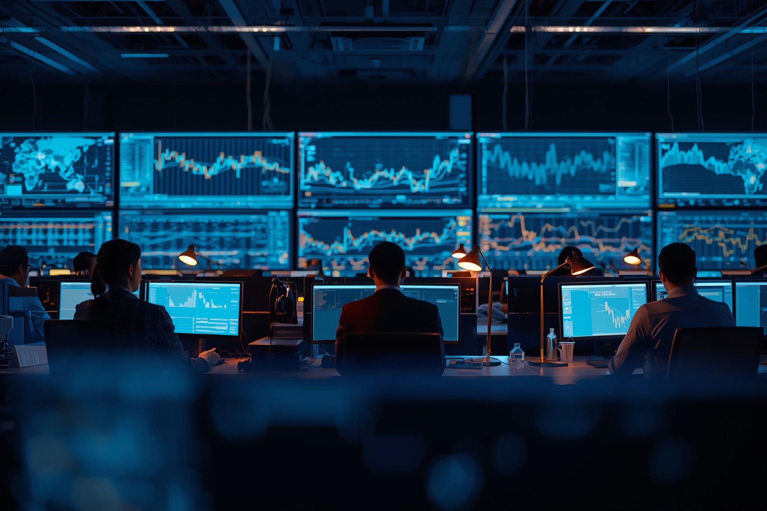 Analysts in a data operations room